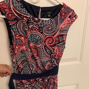 Navy and Red Paisley print dress